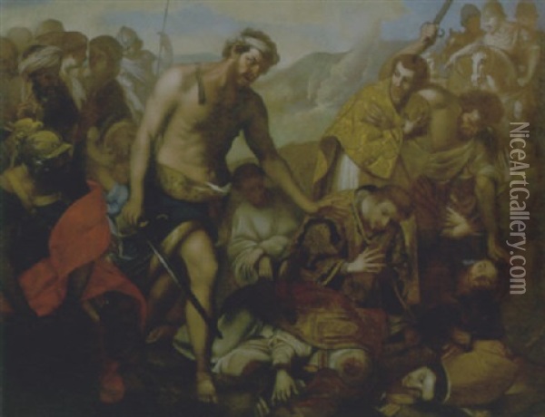 Martirio Di San Gennaro E Dei Suoi Compagni Nella Solfatara, A Pozzuoli Oil Painting - Francesco de Rosa