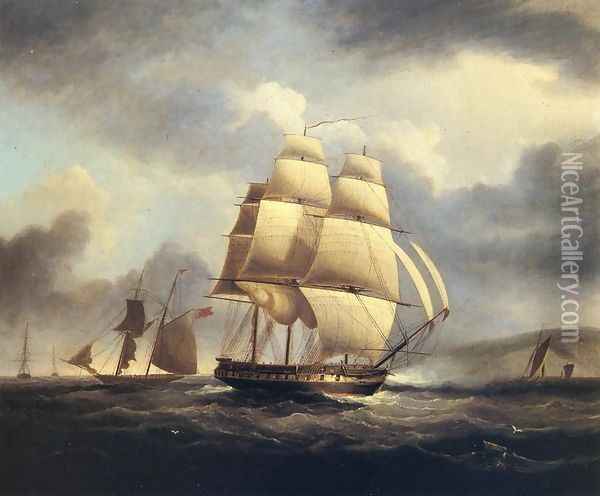 Frigate on the Thames Oil Painting - James E. Buttersworth
