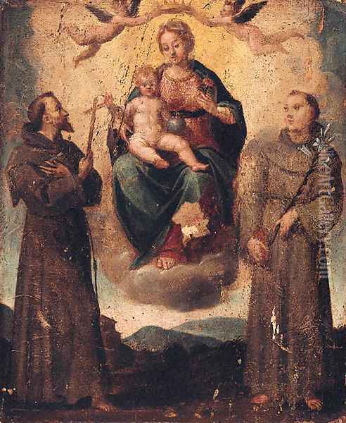 The Madonna and Child with Saints Francis and Anthony of Padua Oil Painting - North-Italian School