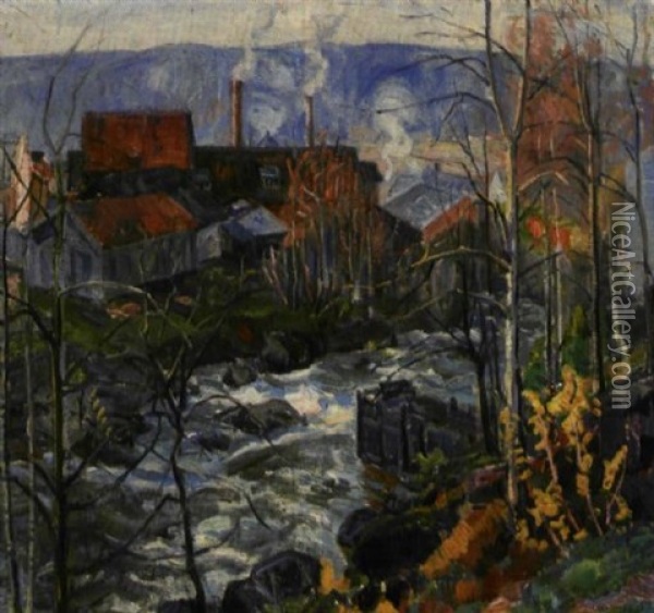 Fra Mesnaelven, Lillehammer Oil Painting - Lars Jorde