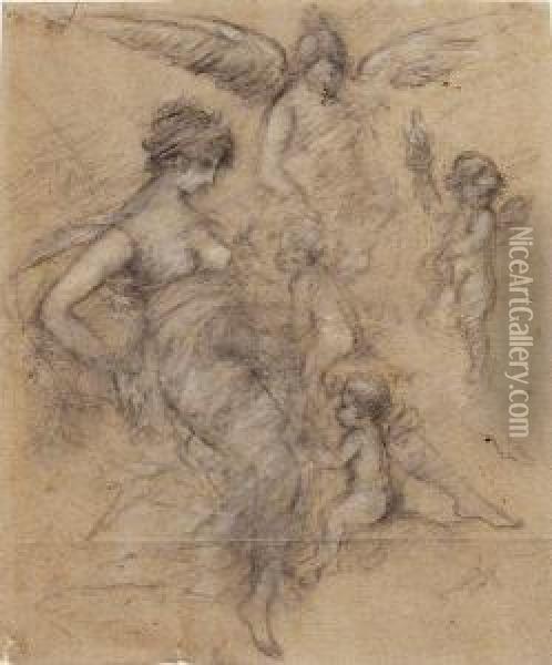 Femme Dans Une Nuee De Putti Oil Painting - Pierre-Paul Prud'hon