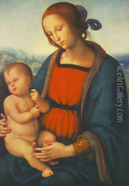 Madonna and Child 1500s Oil Painting - Pietro Vannucci Perugino