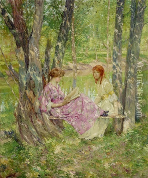 A Respite On The Riverbank Oil Painting - Francis Coates Jones
