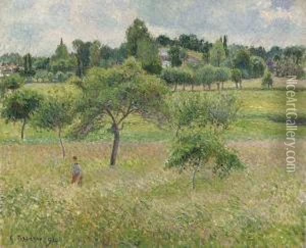 Pommiers A Eragny Oil Painting - Camille Pissarro