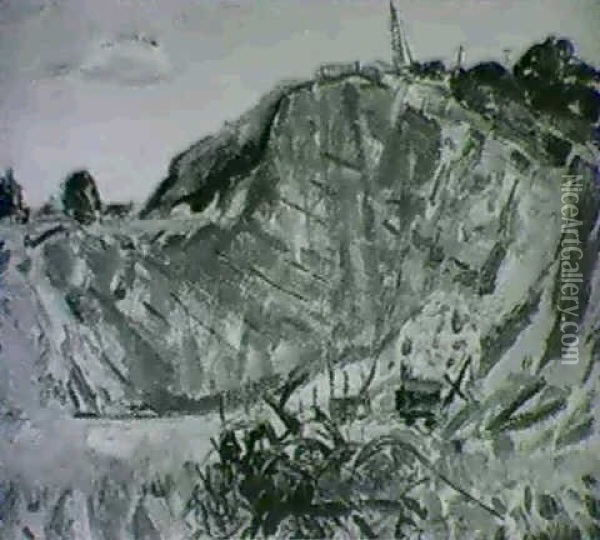 Quarry, Shadybrook                                          (circa 1925) Oil Painting - Alfred Henry Maurer