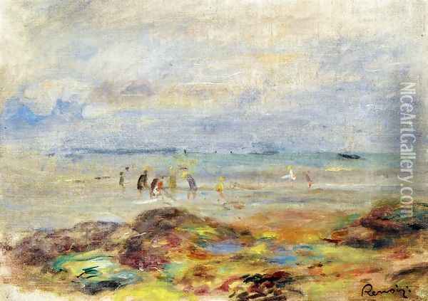 Rocks with Shrimp Fishermen Oil Painting - Pierre Auguste Renoir