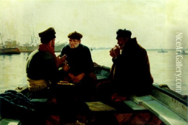 The Boatmen Of Barcelona Oil Painting - Dionisio Baixeras y Verdaguer