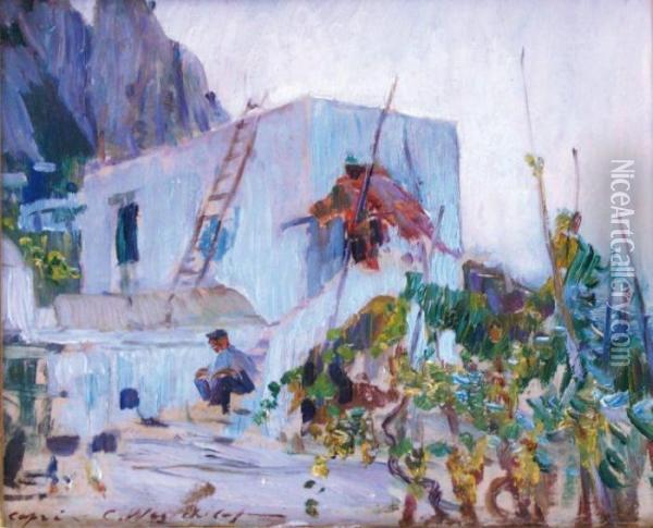 Maison De Pecheurs A Capri Oil Painting - Constantin Alexandr. Westchiloff