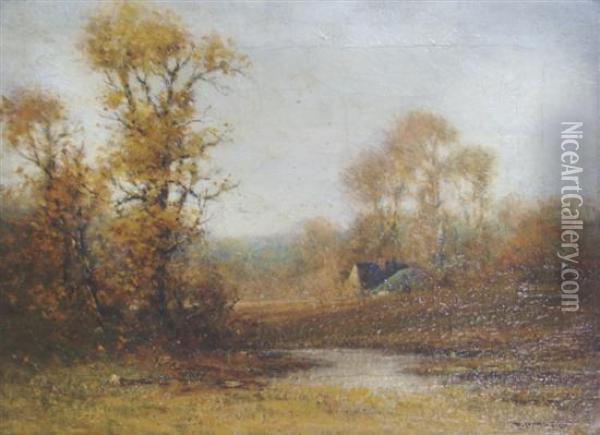 Open Field With Cottage Oil Painting - Edward Loyal Field