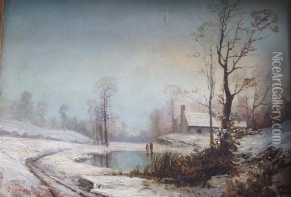 Paysage D'hiver Oil Painting - Augustin Pierre Bienvenue Chenu