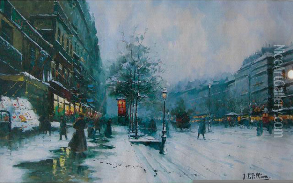 Boulevard Parisien Anime Oil Painting - Jules Petillion