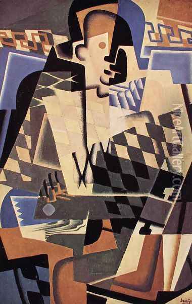 Harlequin with a Guitar Oil Painting - Juan Gris