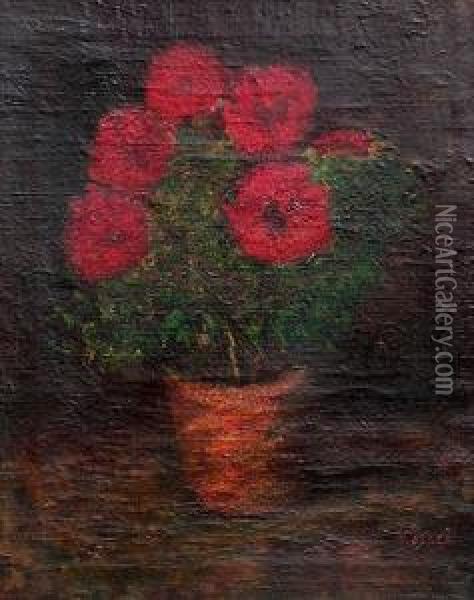 Bouquet Of Red Flowers Oil Painting - Jozsef Koszta
