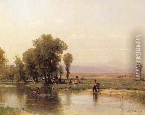Encampment on The Platte River Oil Painting - Thomas Worthington Whittredge