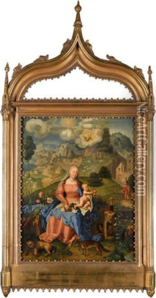 The Madonna And Child In A Landscape Oil Painting - Albrecht Durer