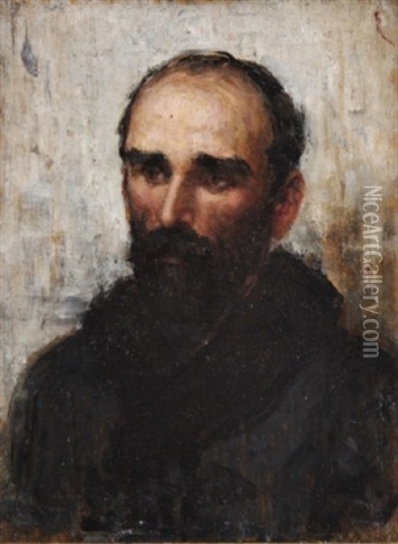 Portrait Of A Bearded Man, Michael Davitt (?) (+ Lady In White Bonnet, Verso) Oil Painting - Sarah Henrietta Purser