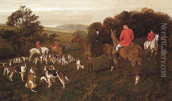 Meet At Branham Moor With Hounds Oil Painting - George Wright