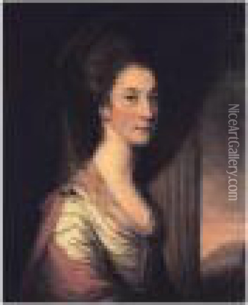 Portrait Of Miss Diana Stuart, Wife Of Sir William Milner, 3 Oil Painting - Nathaniel Hone