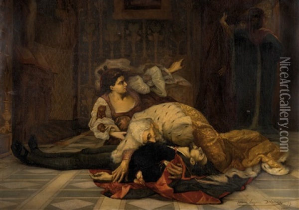 La Mort De Jacopo Oil Painting - Henry Eugene Delacroix