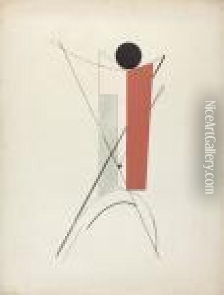 Proun I Oil Painting - Eliezer Markowich Lissitzky