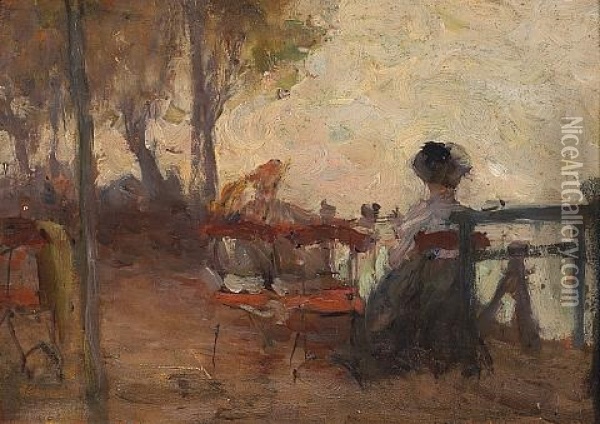 Seated Women On A Veranda Oil Painting - Joseph Raphael
