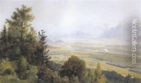 Blick Von Den Bergen Ins Tal Und Auf Die Stadt Salzburg Oil Painting - Anton Paul Heilmann