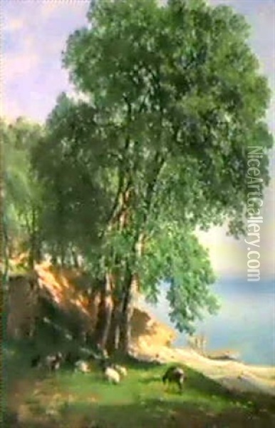 Uferlandschaft Oil Painting - Alexandre Calame