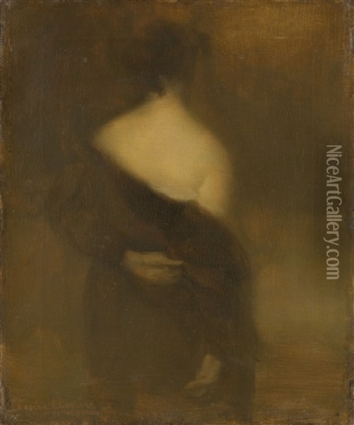 Femme De Dos, Se Deshabillant Oil Painting - Eugene Carriere