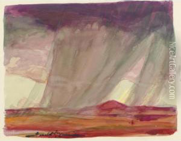 Rain On The Desert: A Sketch Oil Painting - Ira Diamond Gerald Cassidy