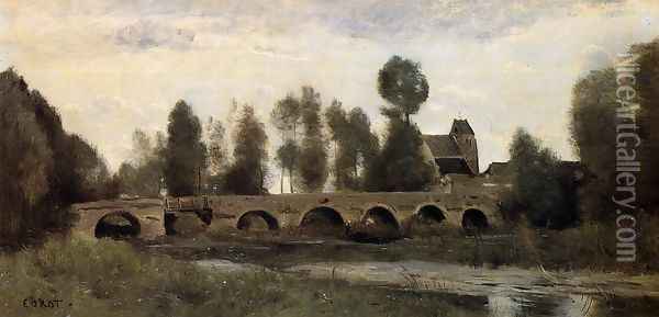 The Bridge at Grez-sur-Loing Oil Painting - Jean-Baptiste-Camille Corot