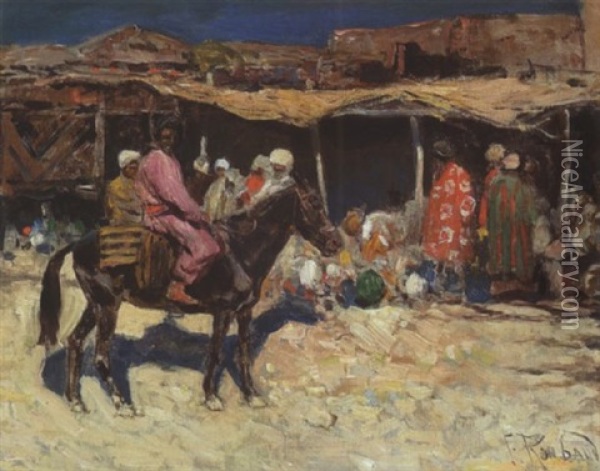Marktszene Oil Painting - Franz Roubaud