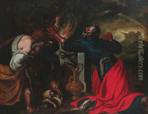The Sacrifice of Noah Oil Painting - Giovanni Benedetto Castiglione