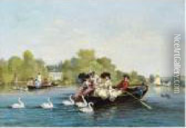 La Seine A Bougival Oil Painting - Jules Achille-Noel