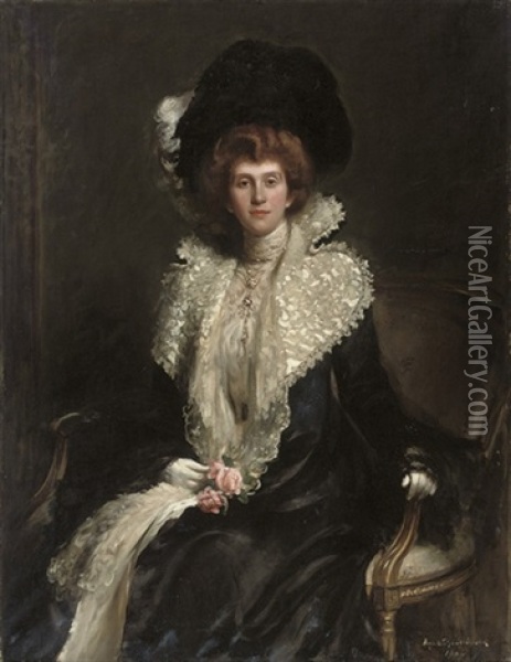 Portrait Of A Lady Oil Painting - Hugh de Twenebrokes Glazebrook