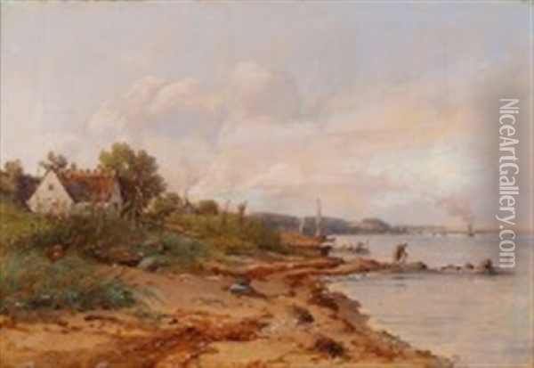 Cloudy Summer Day At Espergaerde Coast Oil Painting - Vilhelm Peter Carl Petersen