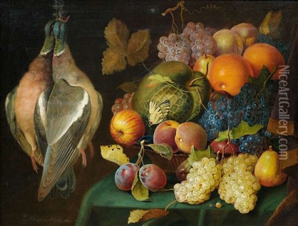 Stilleben Mit Fruchten Und Erlegten Wildvogeln Oil Painting - Felix Pollinger