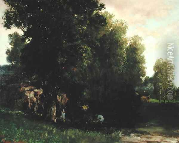 The Edge of the Pool (Au Bord de l'Etang) 1867 Oil Painting - Jean-Baptiste-Camille Corot