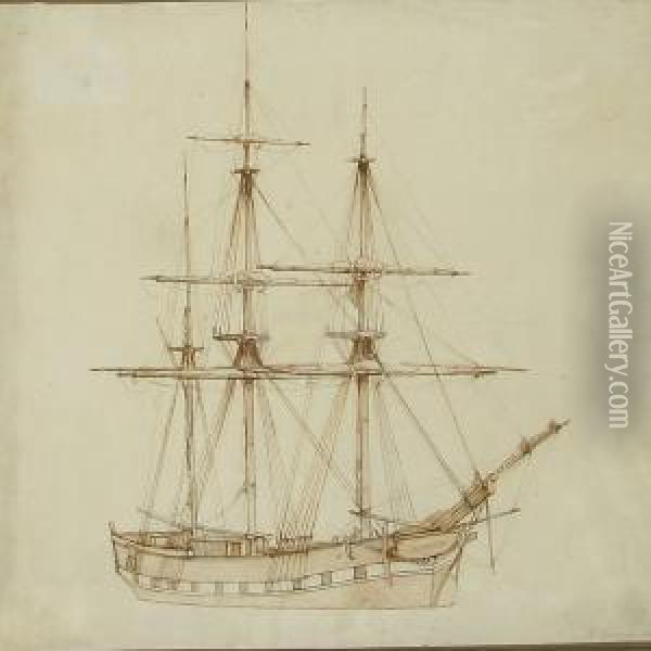 A Ship Of The Line Oil Painting - Carl Johan Neumann