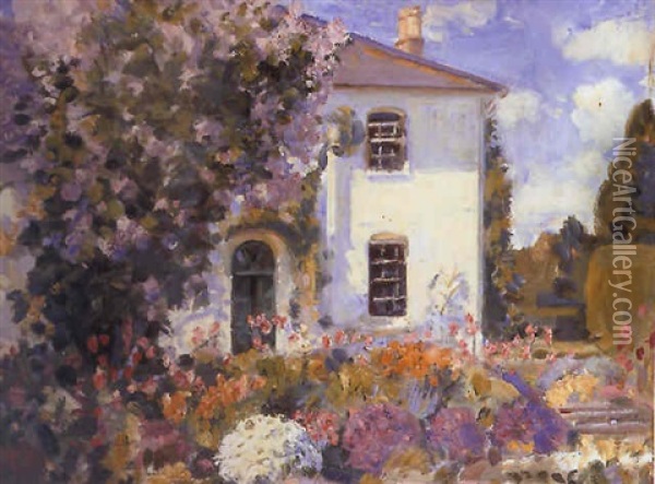 The Artist's House At Stratford Tony, Wiltshire Oil Painting - Wilfred Gabriel De Glehn