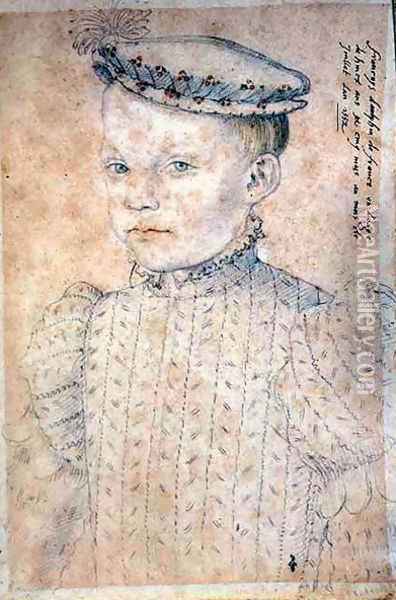 Portrait of Francis II (1544-60) as Dauphin of France at the age of Eight, 1552 Oil Painting - (studio of) Clouet