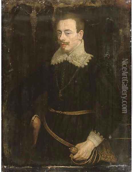 Portrait of a gentleman Oil Painting - John de Critz