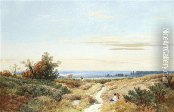 A Summer Landscape Oil Painting - Frederick William Hulme