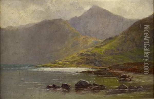 Mists Lifting Over A Highland Loch (+ 4 Others (sketches); 5 Works) Oil Painting - Louis Bosworth Hurt