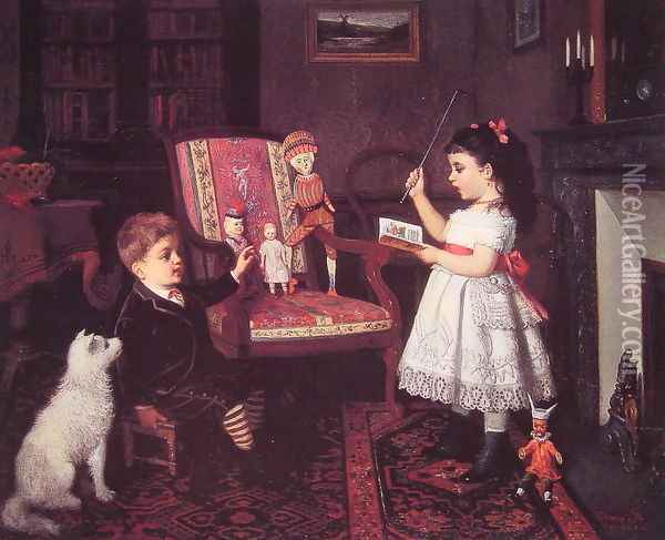 The Lesson Oil Painting - James Wells Champney