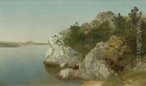 Study Of Rocks, Newport Oil Painting - John Frederick Kensett
