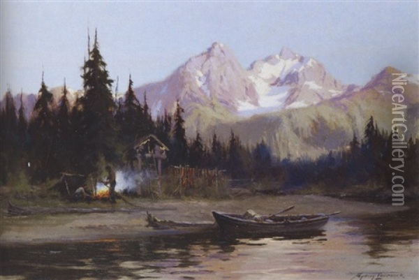 A Northern Frontier Oil Painting - Sydney Mortimer Laurence