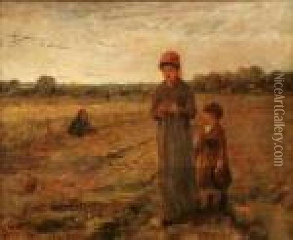 Mother And Child In A Field Oil Painting - Jean-Francois Millet