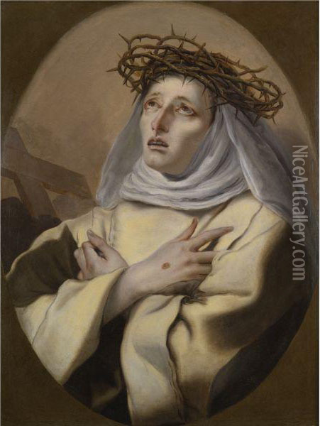 St. Catherine Of Siena Oil Painting - Giovanni Domenico Tiepolo