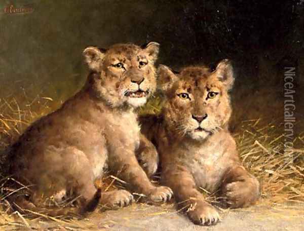 The little lions Oil Painting - Otto Eerelman