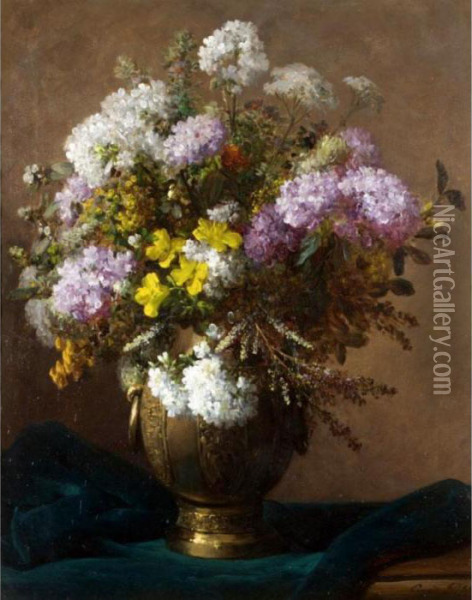 Still Life Of Flowers Oil Painting - Eugene Petit